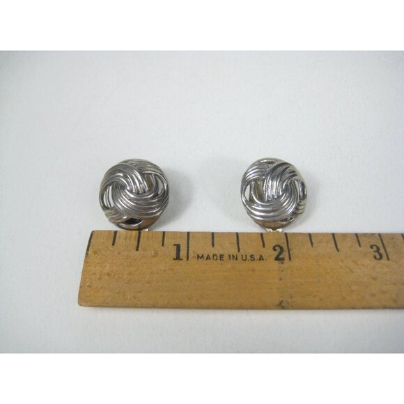 MFA Museum of Fine Arts Vintage Sterling Silver 925 Knot Clip On Earrings Dome - Picture 2 of 9